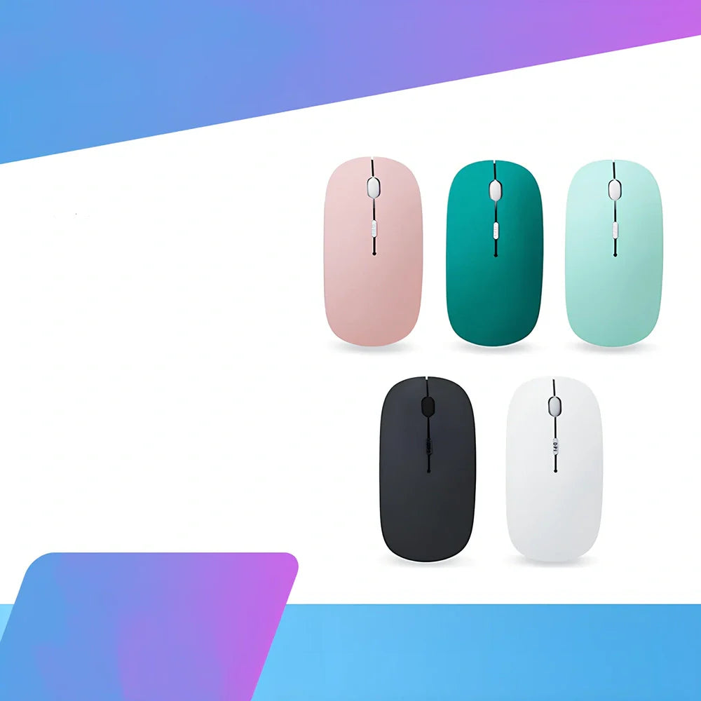 Dual-mode black wireless mouse with 1000dpi sensor, 5m range, and USB receiver for laptops