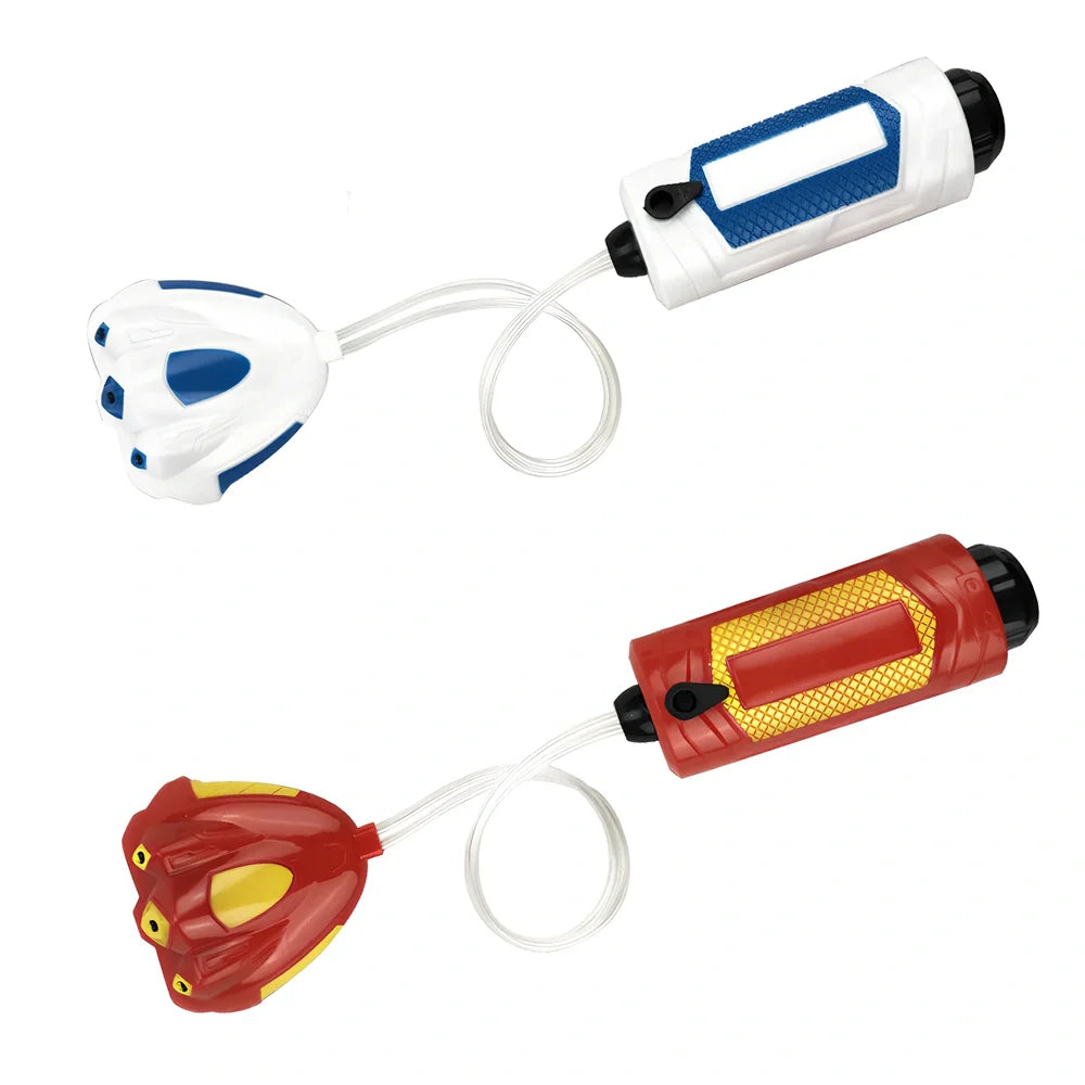 Red and blue hand-held water gun toy measuring 24cm length for children's outdoor water play