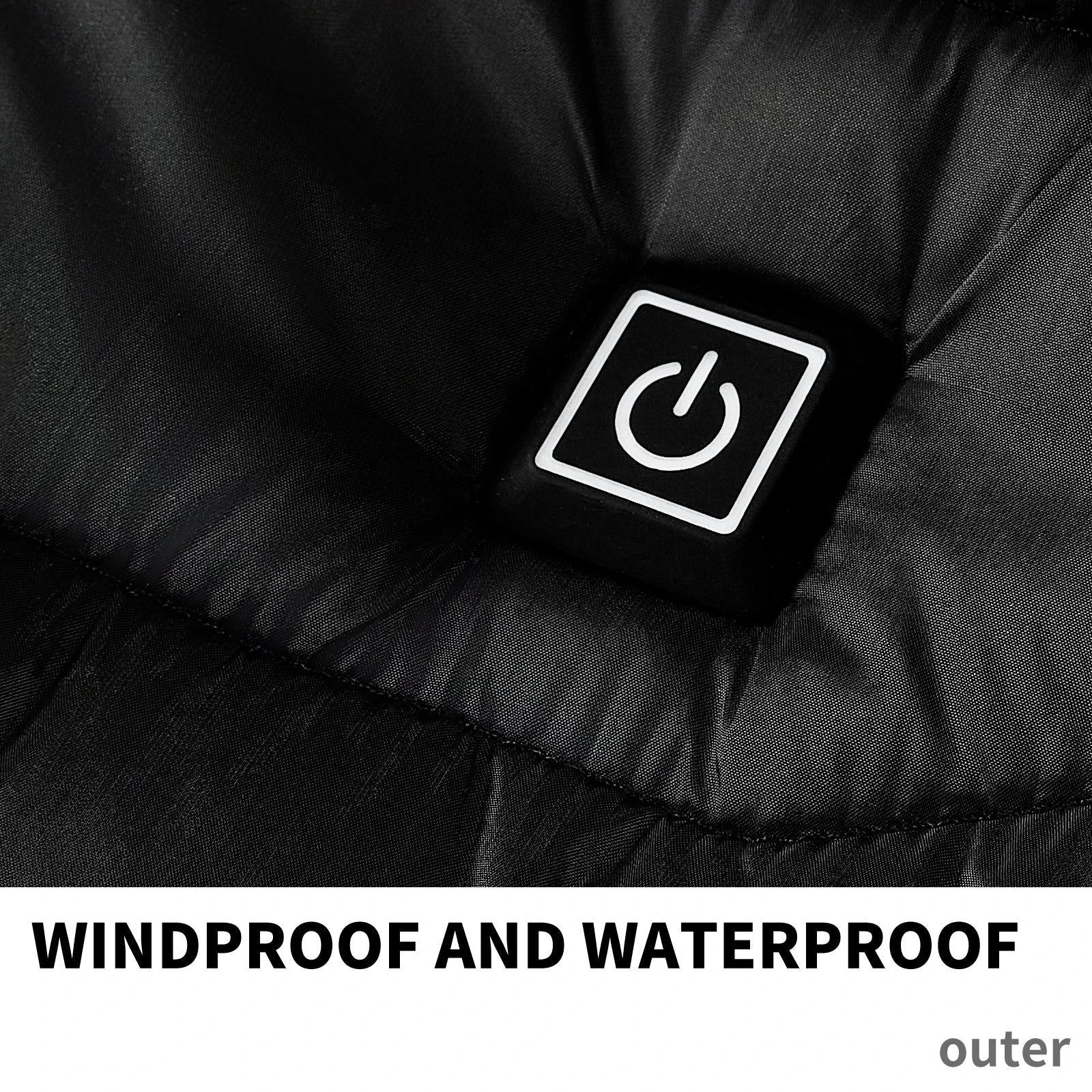 A warm, insulated puffer jacket with strategically placed heating elements to keep skiers cozy on the slopes.