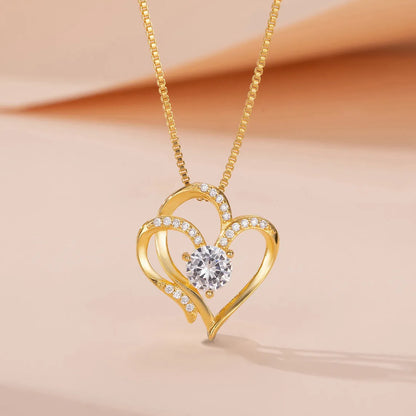 Women's heart-shaped 925 silver necklace with choice of gold plating colours.