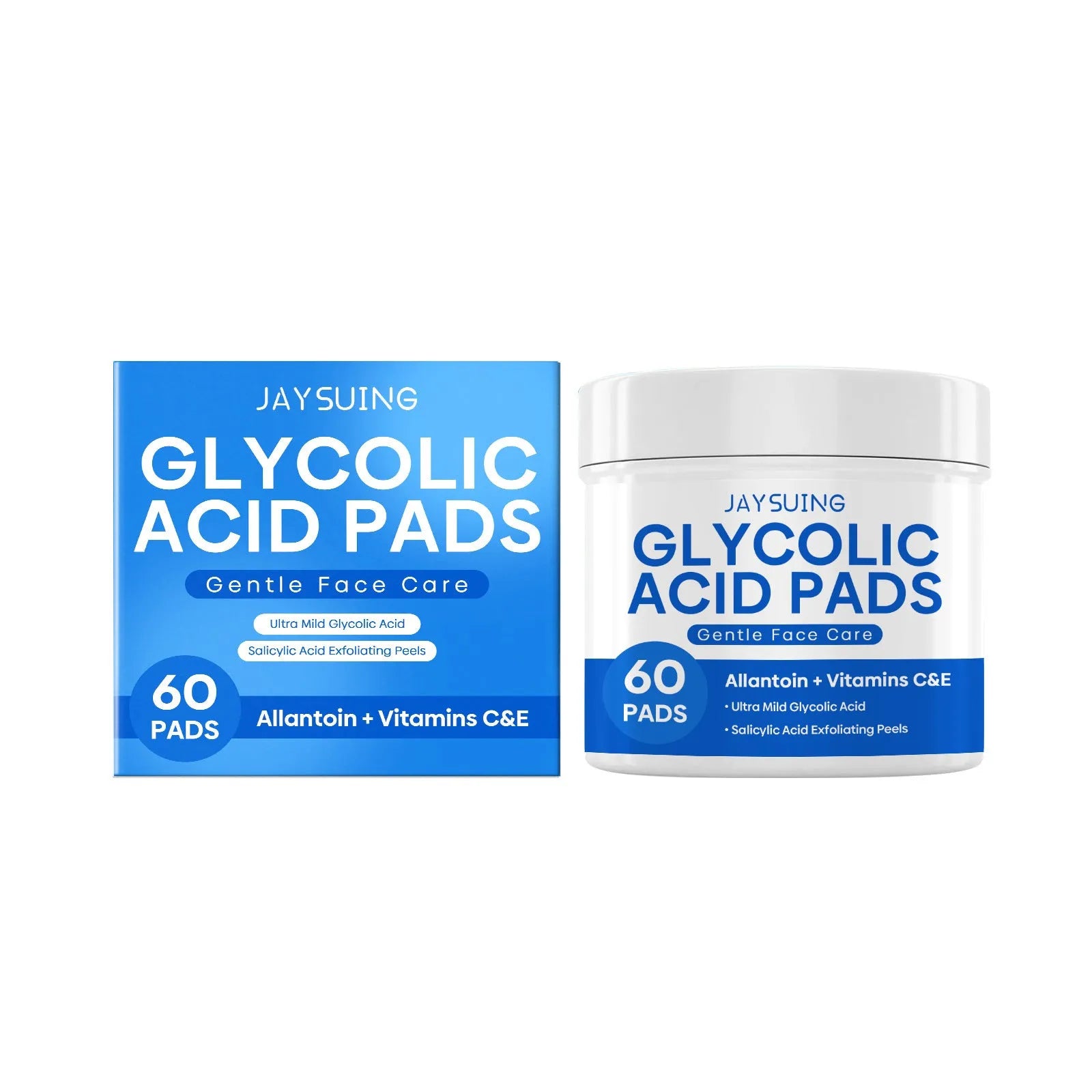 Glycolic acid cotton cloth pads in 60-count pack for facial exfoliation skincare