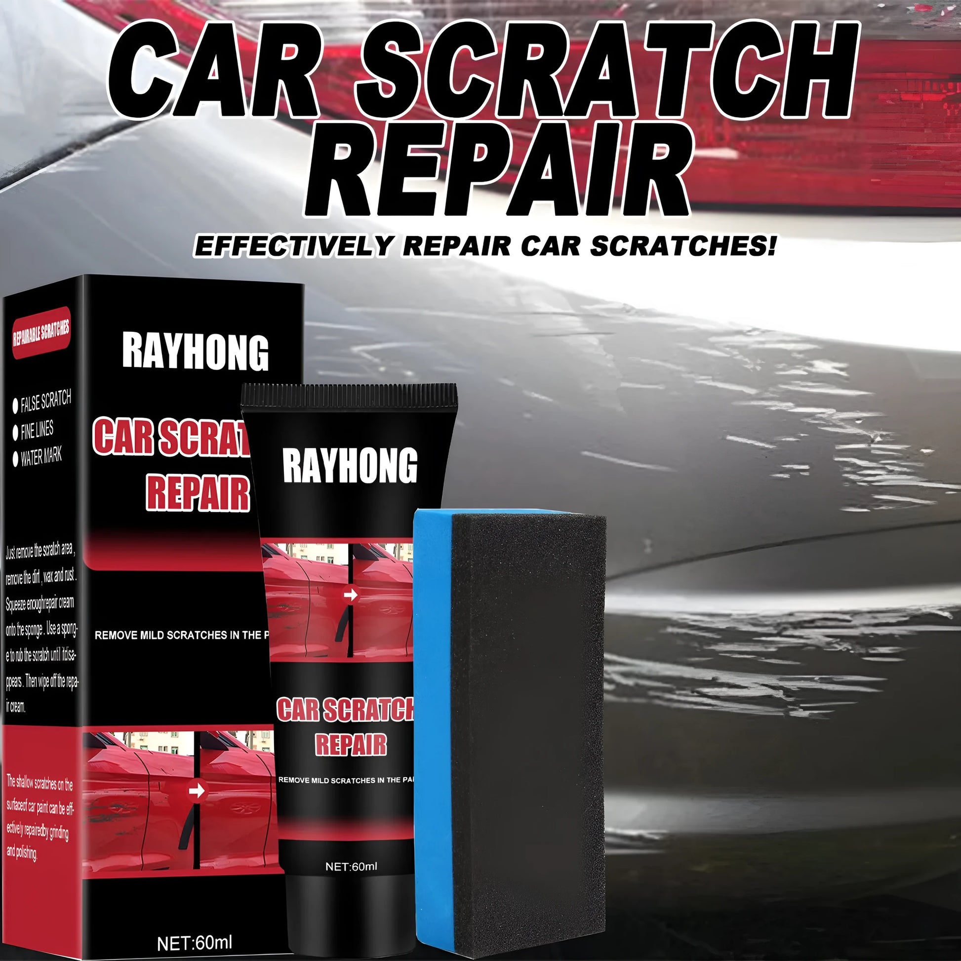 60ml car scratch repair wax set with applicator for automotive paint surface maintenance