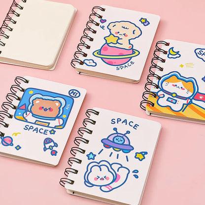 Astronaut Flipped Portable Pocket Notebook showing 10.5cm x 8cm dimensions with space character cover design
