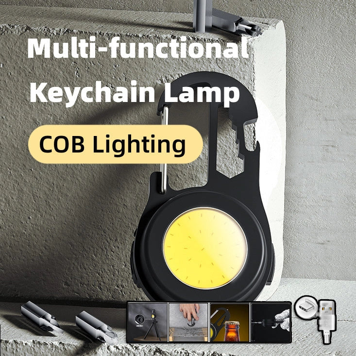 6-in-1 Multi-functional Mini Keychain Lamp with super bright COB light and USB rechargeable battery