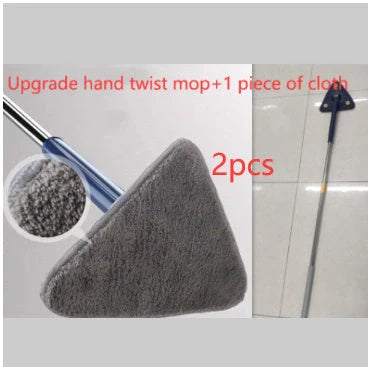 Extendable Triangle Mop with 360° rotatable head for deep cleaning in blue and white