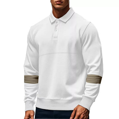 Men's long-sleeved lapel polo shirt in various colors for casual wear