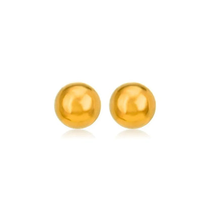 Stainless steel ball stud earrings with round geometric shape in gold or silver finish, sizes 3mm to 6mm
