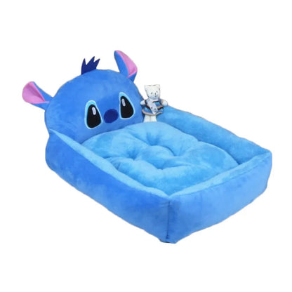 Cartoon-style soft pet bed sofa for small dogs and cats with a washable cover