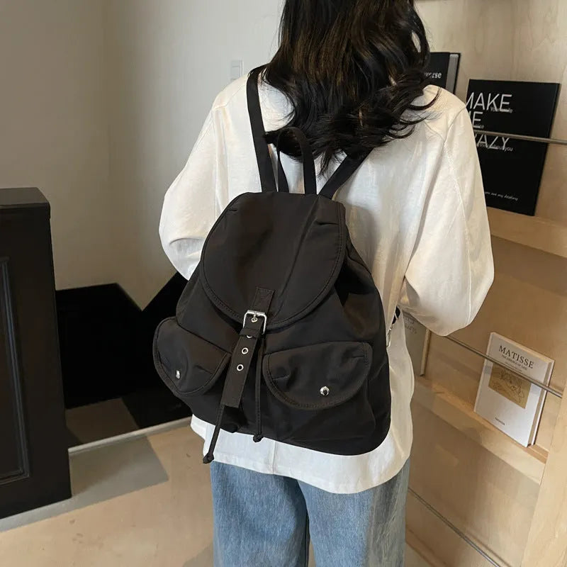 Women's large capacity Oxford cloth schoolbag with sewing thread and printing, free size, available in eight colours