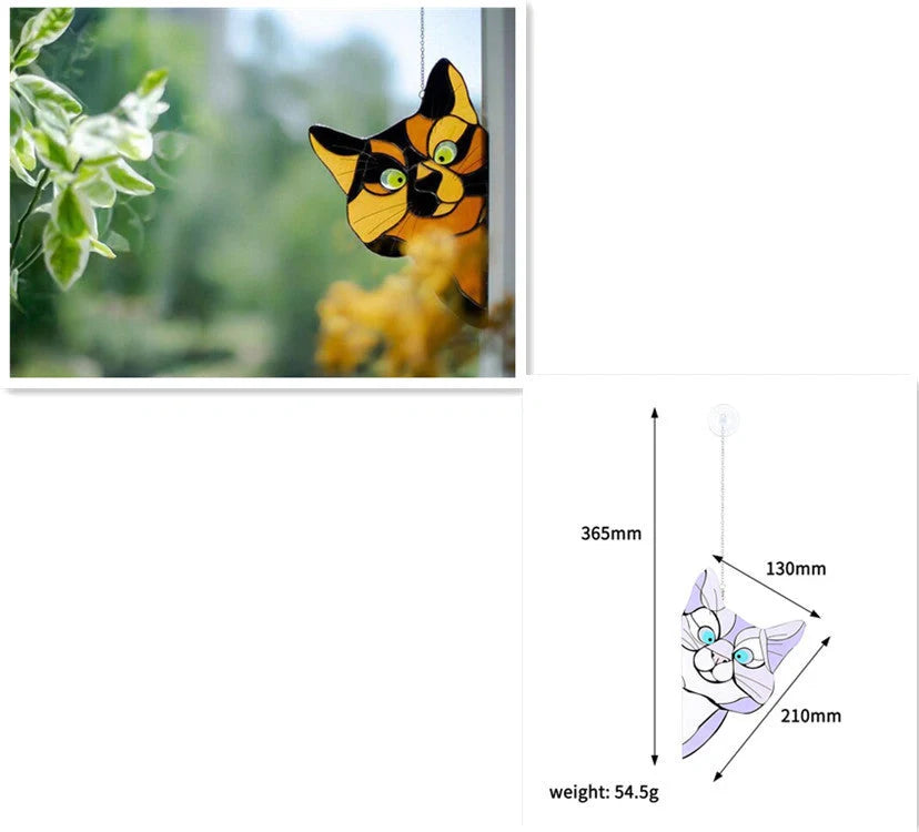 Colorful PVC cat window sticker with double-sided design for home and car decoration