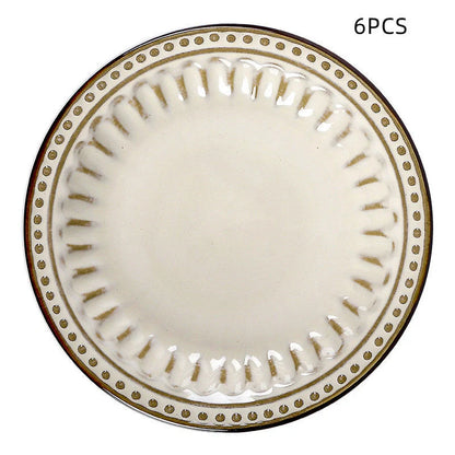 Elegant 6-piece ceramic western dinner plate set for steak, pasta, and more