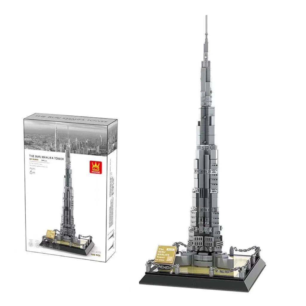 Wange building block set with 800+ ABS plastic pieces for constructing architectural landmark models