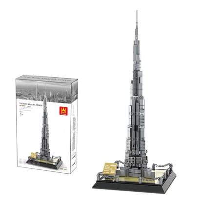 Wange building block set with 800+ ABS plastic pieces for constructing architectural landmark models