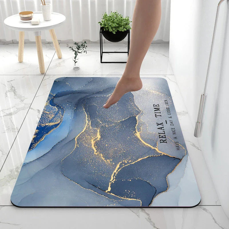 Premium anti-slip bathroom floor mat with durable diatom mud fabric and sponge-rubber base for superior moisture absorption and safety