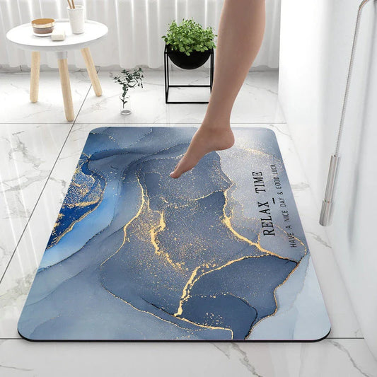 Premium anti-slip bathroom floor mat with durable diatom mud fabric and sponge-rubber base for superior moisture absorption and safety