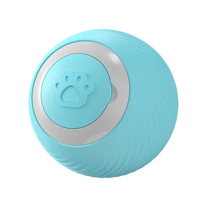 Blue rechargeable automatic rolling cat ball toy made from silicone and ABS, one piece per pack