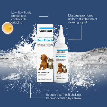 100ml bottle of dogs and cats ear cleaner for gentle earwax removal in pet care