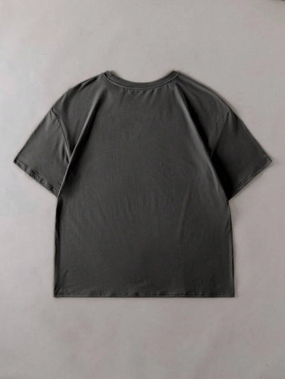 Summer loose short sleeves cotton T-shirt in straight fit with round neck, available in multiple colours and sizes.
