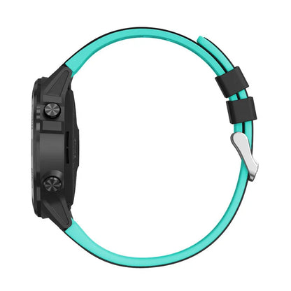 Blue sports smart watch with 1.3 inch screen displaying fitness metrics on silicone strap