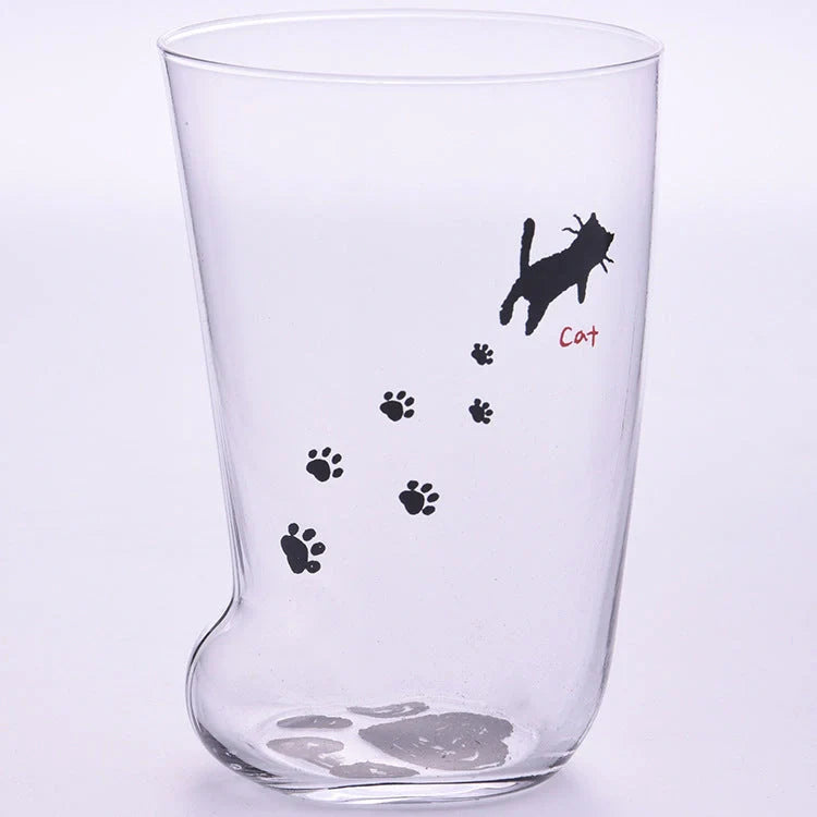 Adorable Cat Paws Glass Mug for coffee and milk, featuring a unique cat paw design.