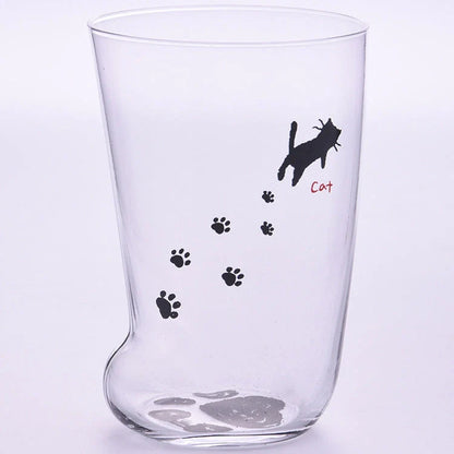 Adorable Cat Paws Glass Mug for coffee and milk, featuring a unique cat paw design.