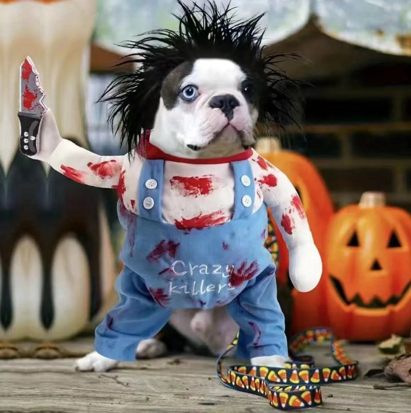 Pet Halloween Christmas Costume Dog Cat Whole Body Clothing with Bloody Little Girl Style Sand Carving Hip Hop Design Polyester Material in XS S M L XL Sizes for Cats and Dogs