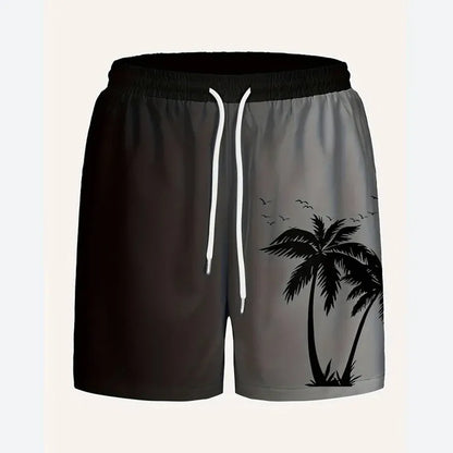Men's loose fit polyester beach shorts in various colours showing size range up to 5XL