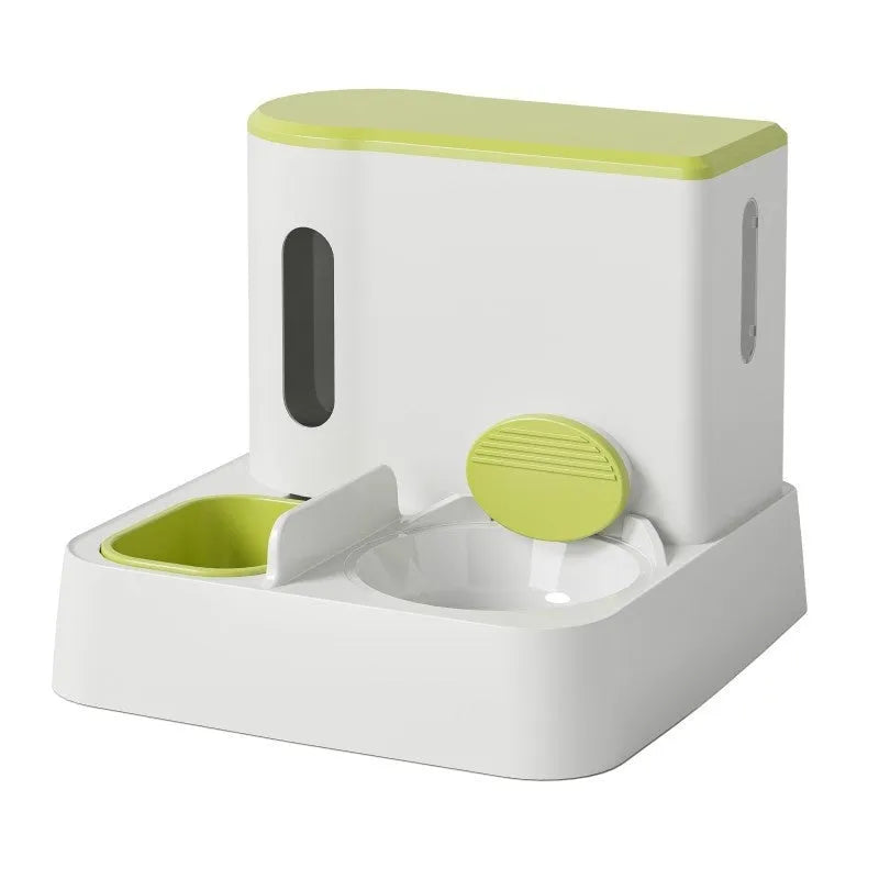 Cat automatic pet feeder water dispenser with integrated double bowl design