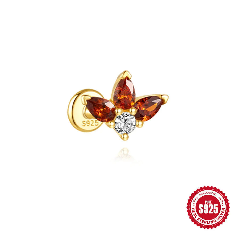 S925 sterling silver water drop shaped earrings with a flat spiral design in a gold electroplated finish.