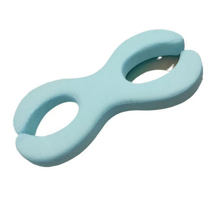 Blue cylindrical memory foam cervical pillow showing 6cm and 9cm thickness options for neck support