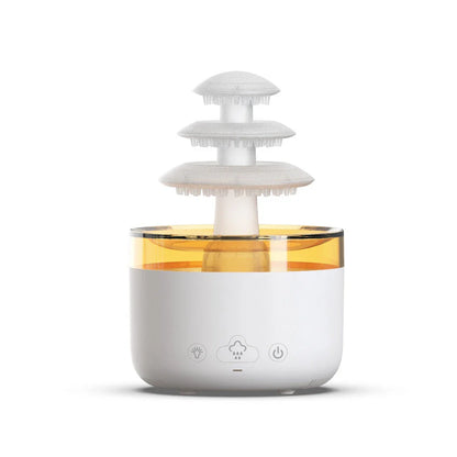 Soothing Raincloud Humidifier with ultrasonic mist, essential oil diffuser, and color-changing lights for relaxation and wellness