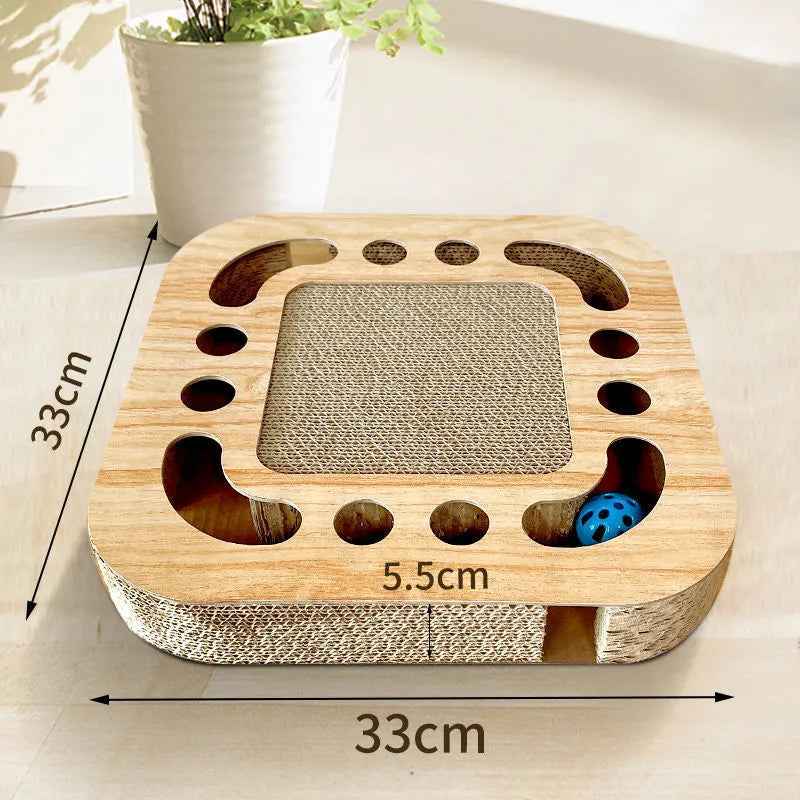 Corrugated paper cat scratching board with round ball toy in multiple style options