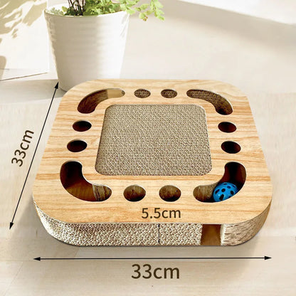 Corrugated paper cat scratching board with round ball toy in multiple style options