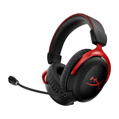 Wired gaming headset with detachable microphone in Hurricane 2 black red colour variant