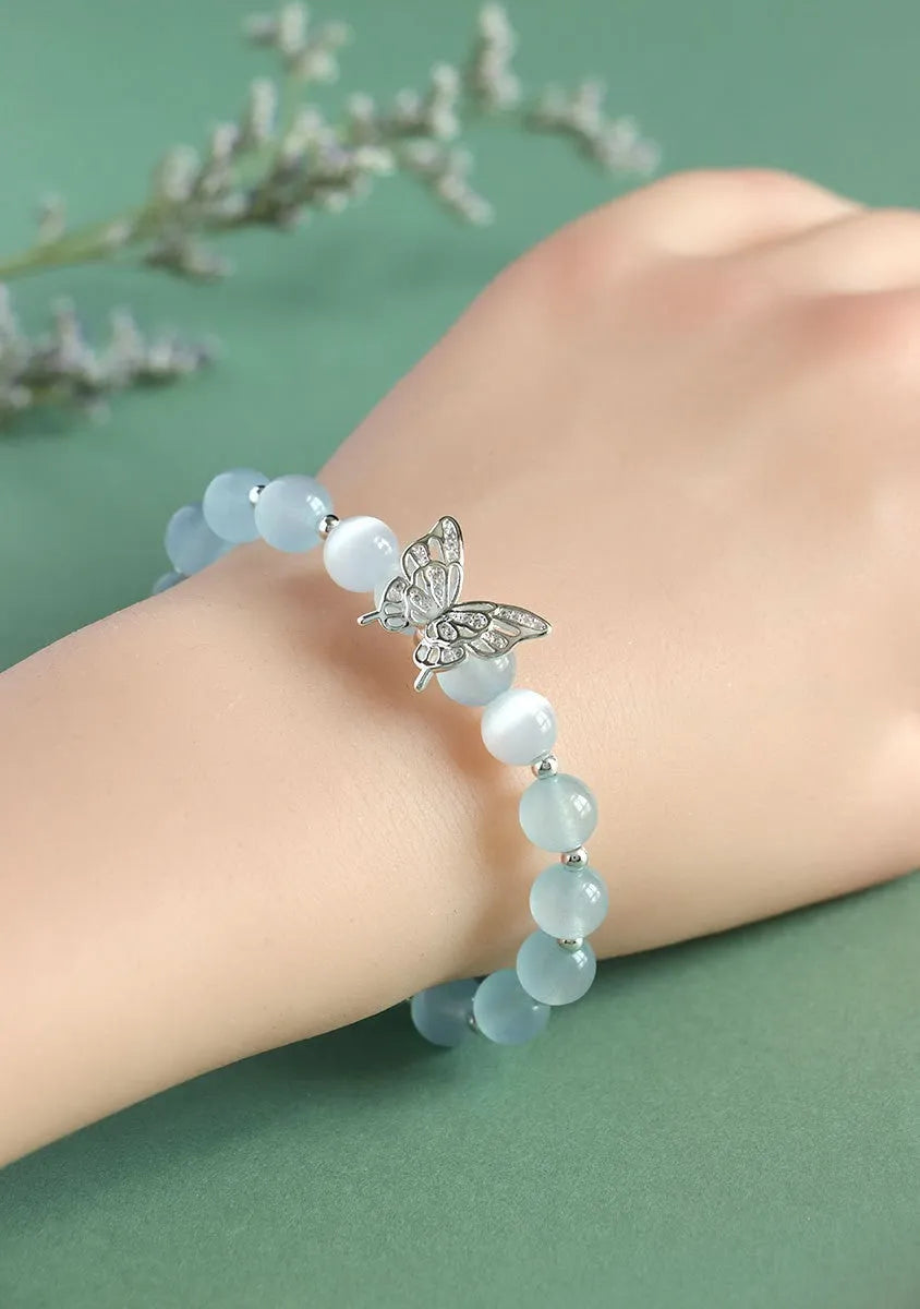 Women's handmade crystal bracelet with princess bow design and butterfly colour options