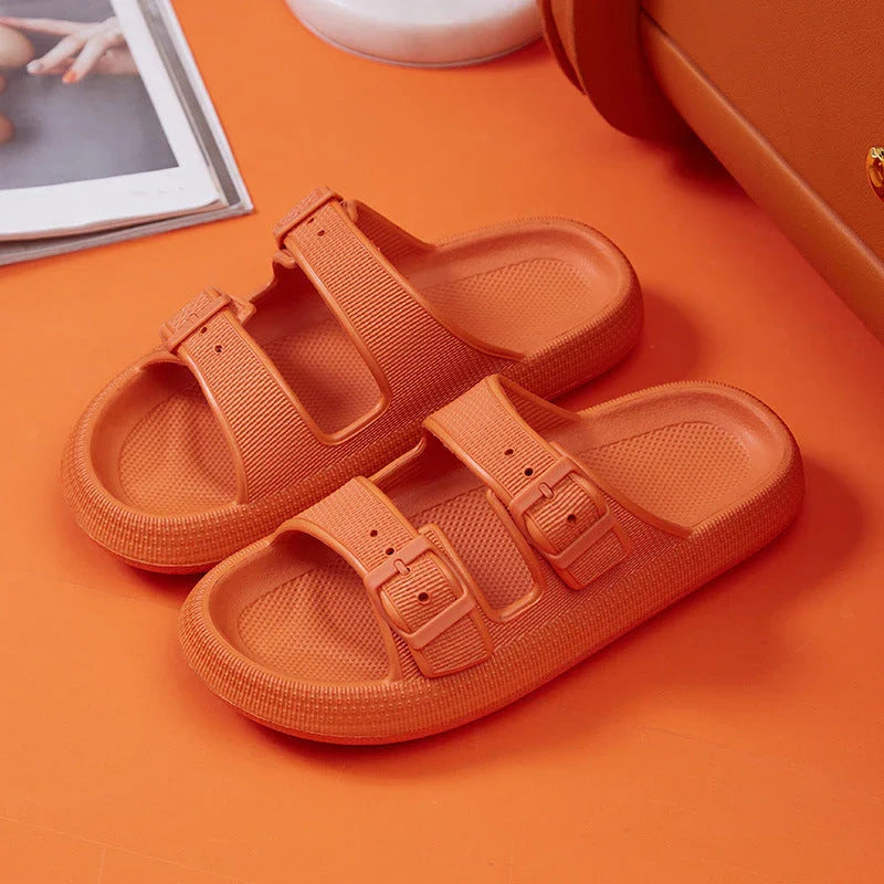 Stylish buckle slip-on platform sandals in various colors for women's summer fashion
