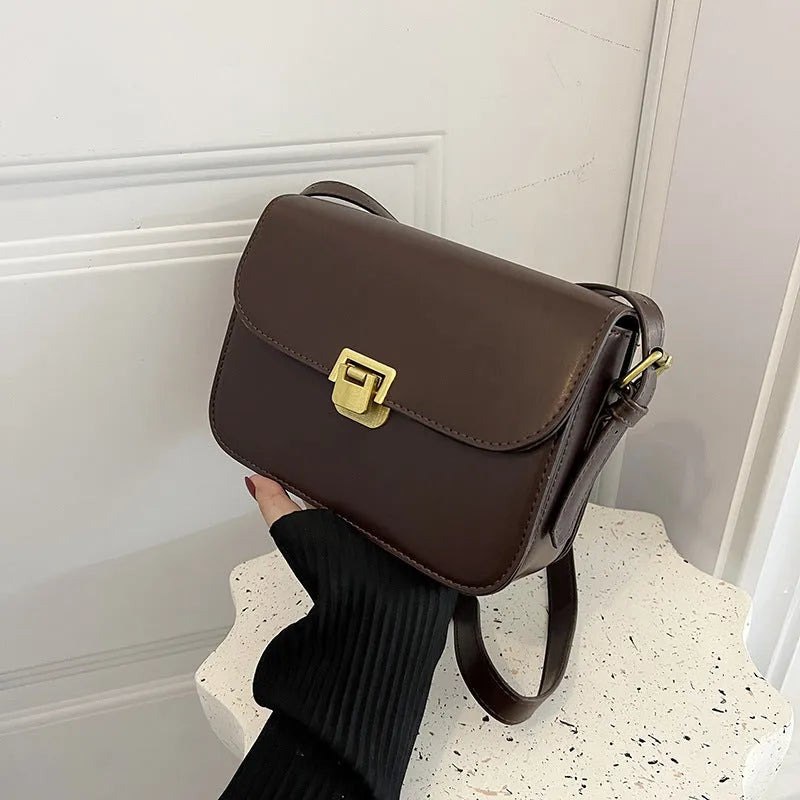 Women's soft PU one-shoulder underarm square handbag in horizontal shape with cross-body strap