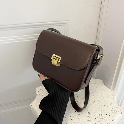 Women's soft PU one-shoulder underarm square handbag in horizontal shape with cross-body strap