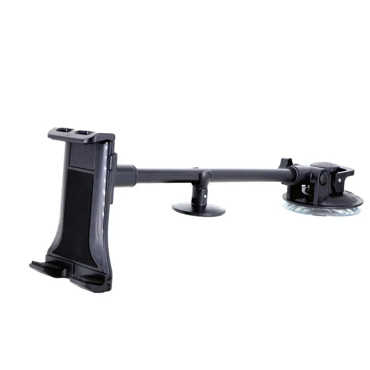 Black vehicle-mounted tablet holder with adjustable lifting mechanism for 4-12 inch tablets