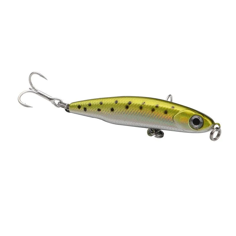 Small silver fish lure pencil bait with double hook, five-piece set with box, 3.5g 5.5g 8.5g 13g