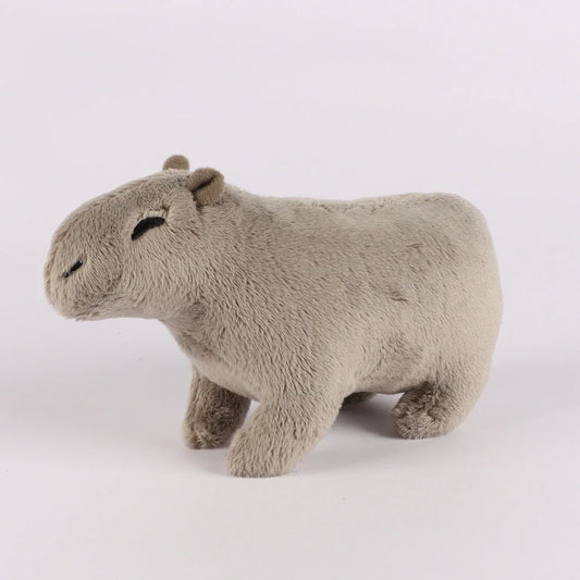Capybara plush toy with super soft short plush fabric in blue, grey, pink, and brown colour options