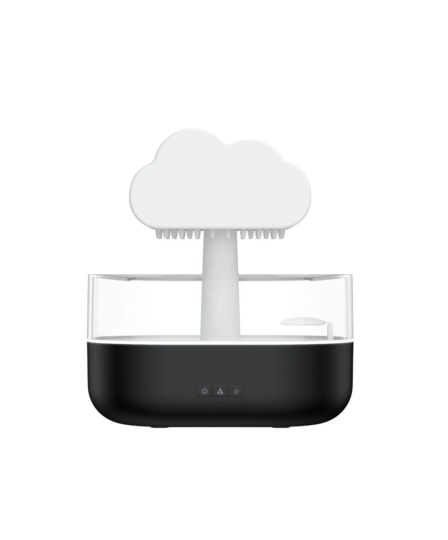 Soothing cloud-shaped humidifier with raindrop lights, aromatherapy diffuser, and sleep-promoting functions for a tranquil ambiance