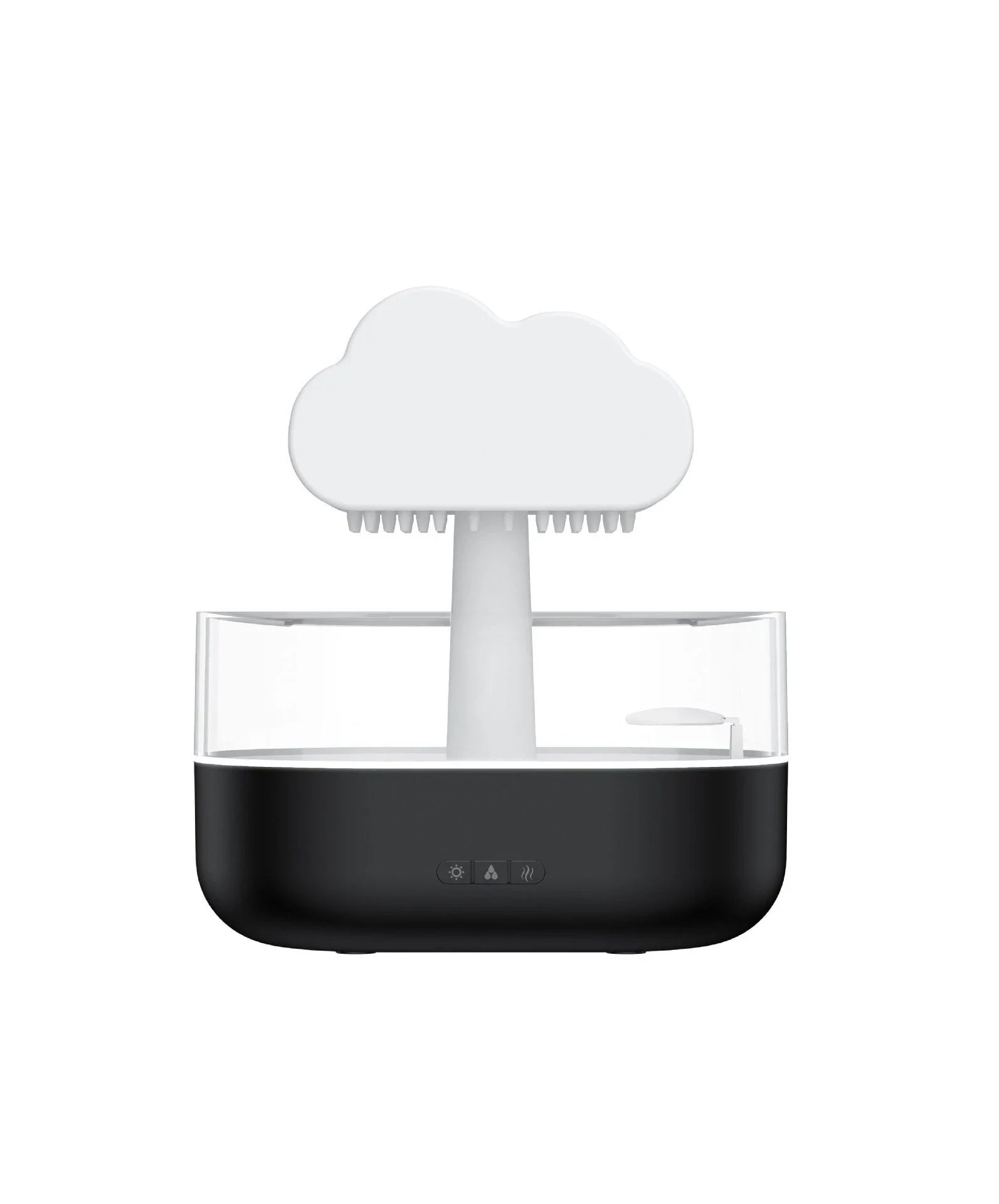 Soothing cloud-shaped humidifier with raindrop lights, aromatherapy diffuser, and sleep-promoting functions for a tranquil ambiance
