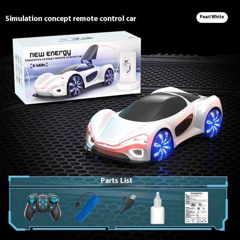 White and blue remote control car with gesture control and drift features for children
