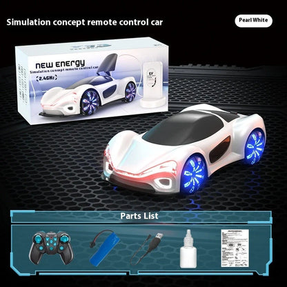 White and blue remote control car with gesture control and drift features for children