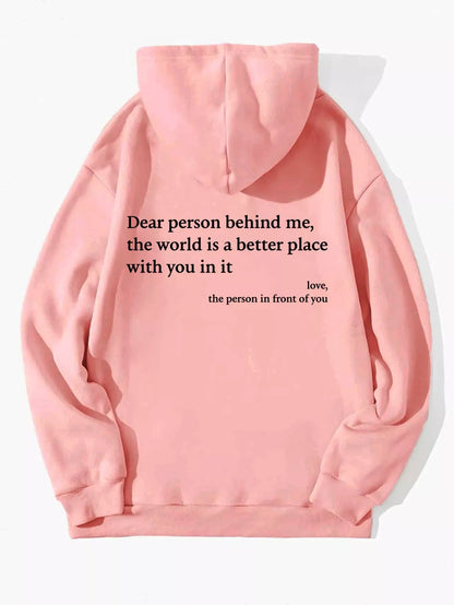 Women's plush letter printed hoodie with kangaroo pocket in various colors