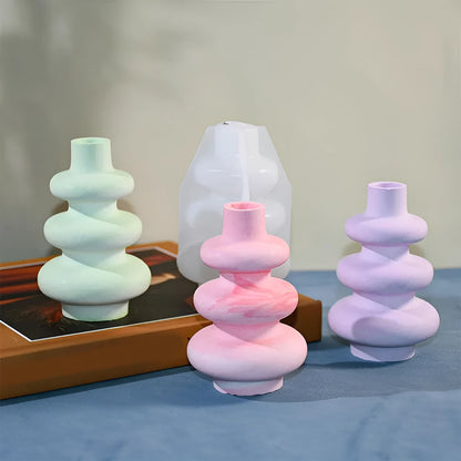Three layer circle vase ornaments silicone mould in irregular shape