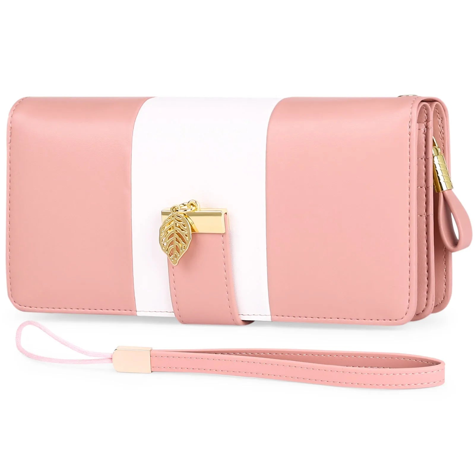 Anti-theft PU leather handbag with lock closure showing 19.5cm compact design