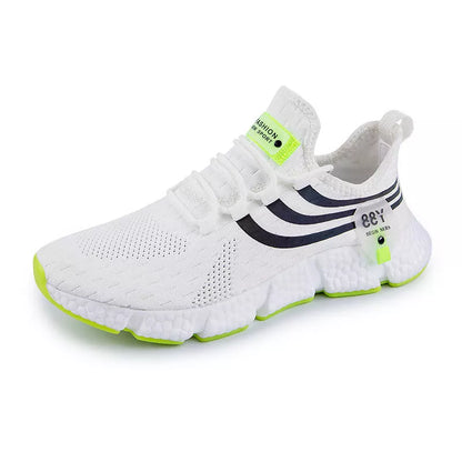 Korean Popcorn Rubber Sports Shoes with stretch fly woven design in white and black