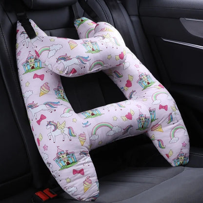 55x70cm car pillow with choice of 20 character patterns including dinosaur, unicorn, and bunny designs